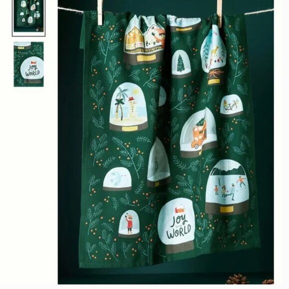 ⭐️ Joy To The World Boho Peasant Hipster Hippie Art Farm Christmas Dish Towel - Picture 1 of 2